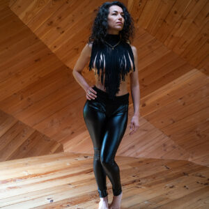 Leggings lamé noir